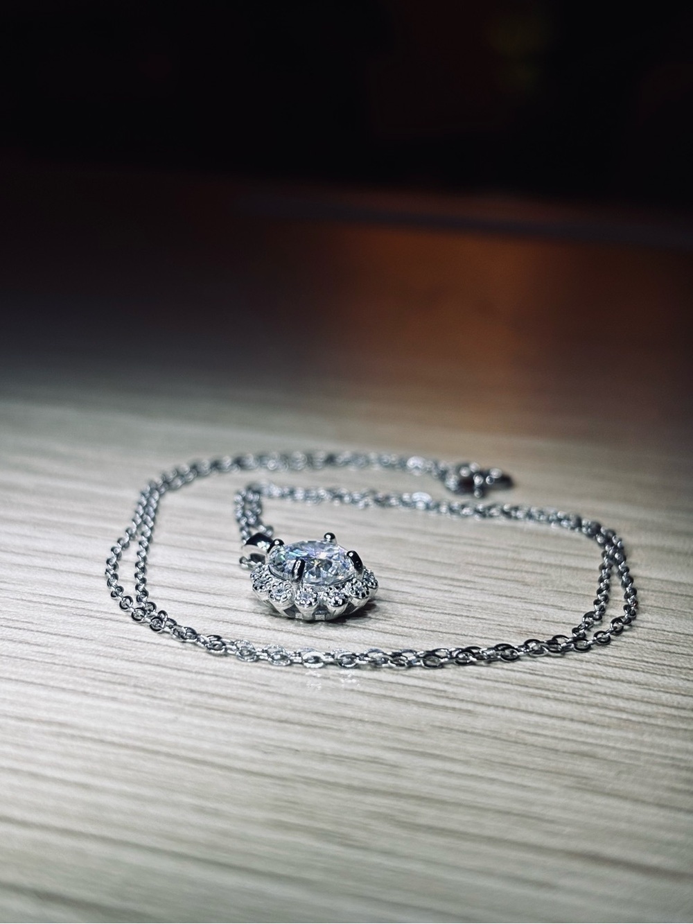VVS Moissanite Solitaire Halo Necklace